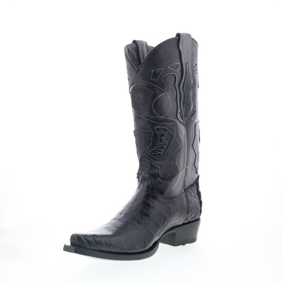King Exotic Mens Caiman Belly Snip Toe Boots Black Boots (NWT) - Picture 4 of 7